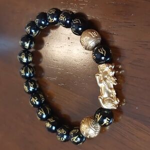 Black Obsidian Feng Shui Beads Pixiu Bracelet Wealth And Good Luck